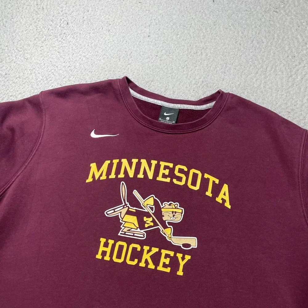 Minnesota Golden Gophers Sweatshirt Mens XL Red NCAA Hockey Nike Crewneck